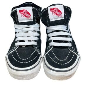Vans Sk8-Hi Black White High Top Sneakers Kids Suede Canvas Shoes Boys Size 12